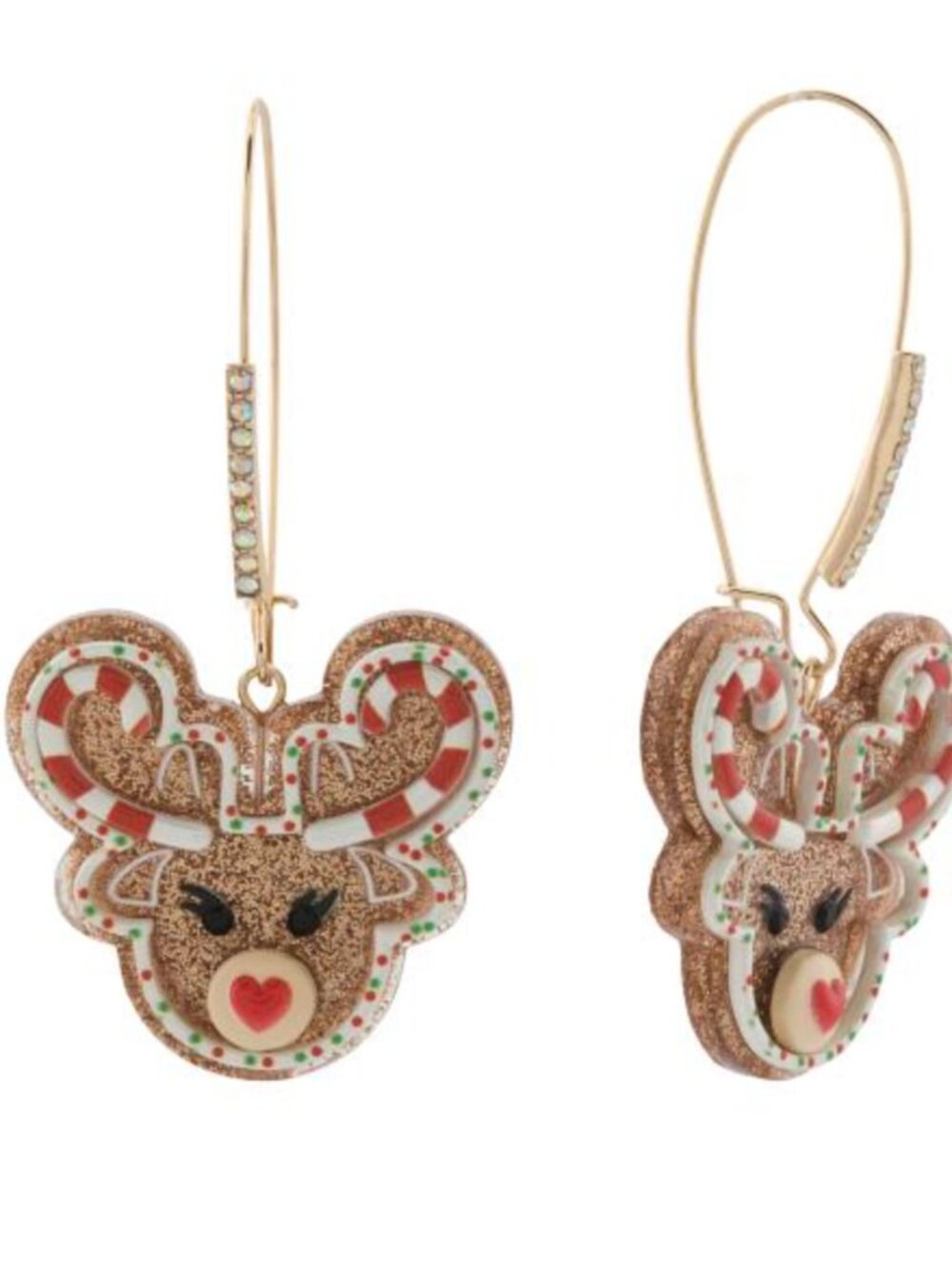 NWT BETSEY JOHNSON Reindeer Cookie Shepherd Hook Earrings christmas holiday